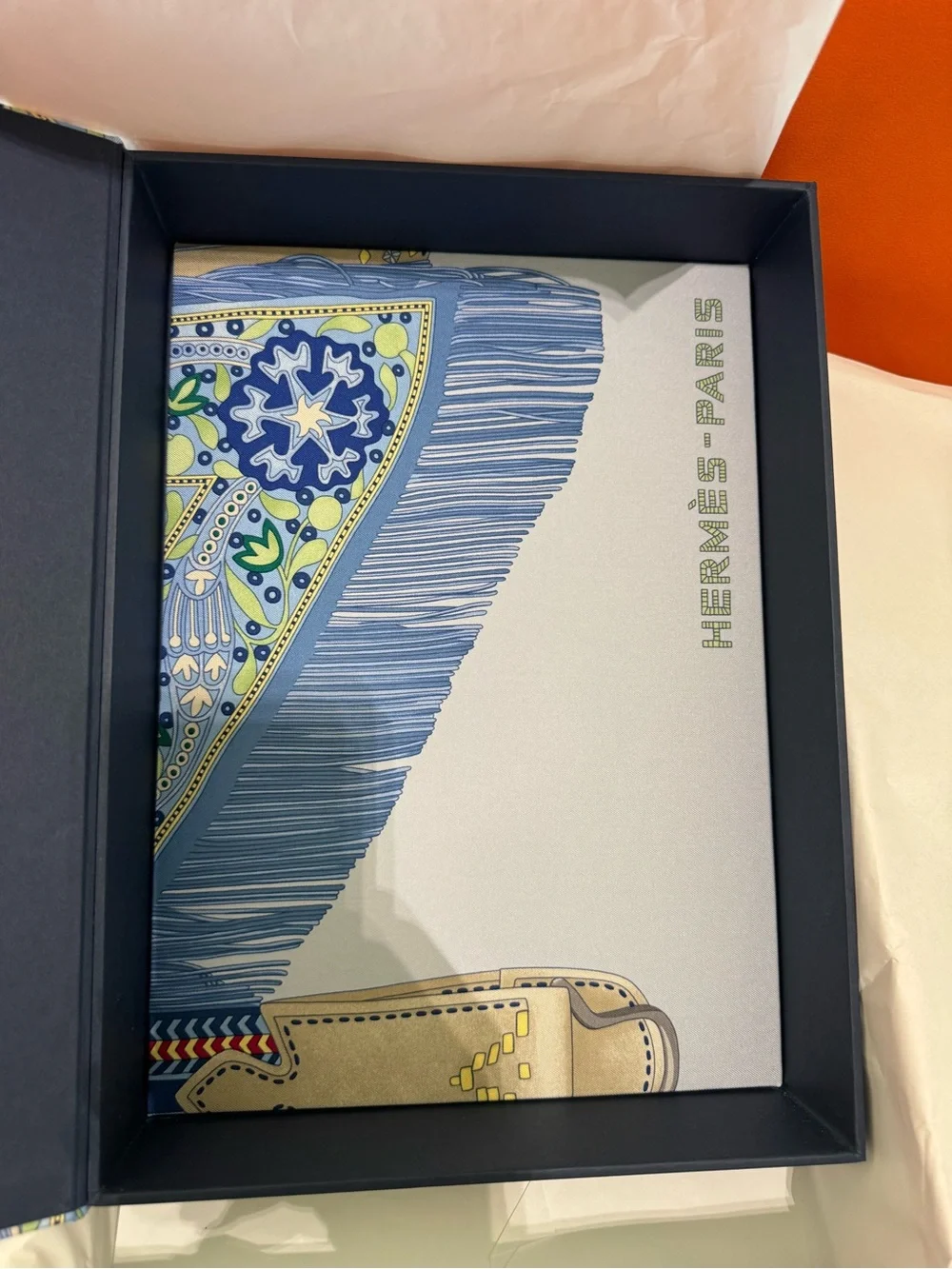 ‘26 Hermes Petit h - Large Decorative Silk/Twill Upholstered Box - BNIB